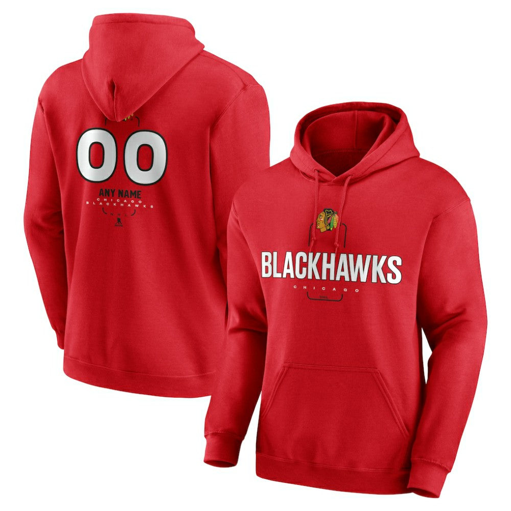 Chicago Blackhawks Personalized Name & Number Midfielder Pullover Hoodie - Red - NHL 202441153