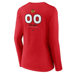 Chicago Blackhawks Women's Personalized Name & Number Midfielder Long Sleeve V-Neck T-Shirt - Red - NHL 202441155