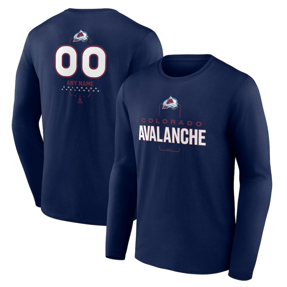 Colorado Avalanche Personalized Name & Number Midfielder Long Sleeve T-Shirt - Navy - NHL 202441157