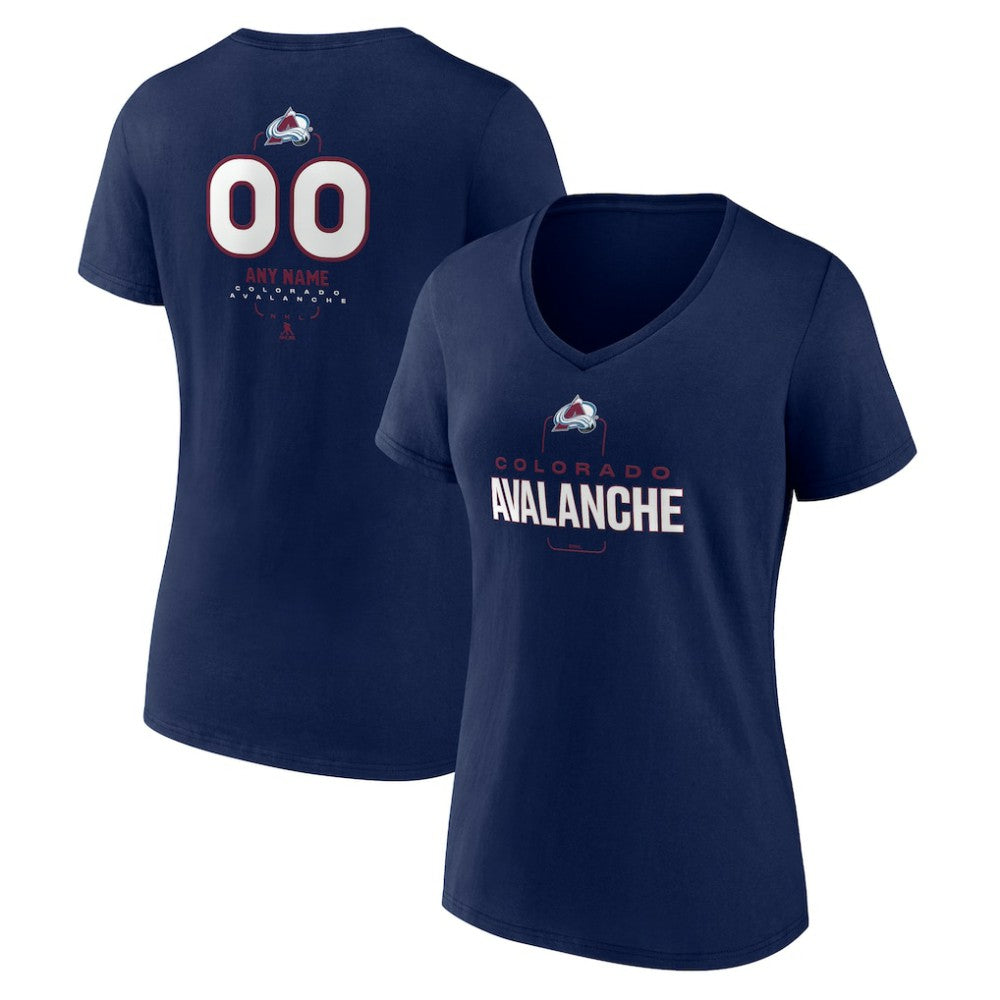 Colorado Avalanche Women's Personalized Name & Number Midfielder V-Neck T-Shirt - Navy - NHL 202441161