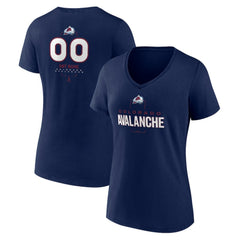 Colorado Avalanche Women's Personalized Name & Number Midfielder V-Neck T-Shirt - Navy - NHL 202441161
