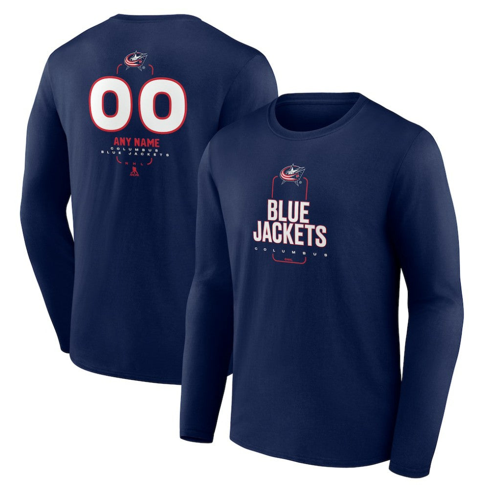 Columbus Blue Jackets Personalized Name & Number Midfielder Long Sleeve T-Shirt - Navy - NHL 202441162