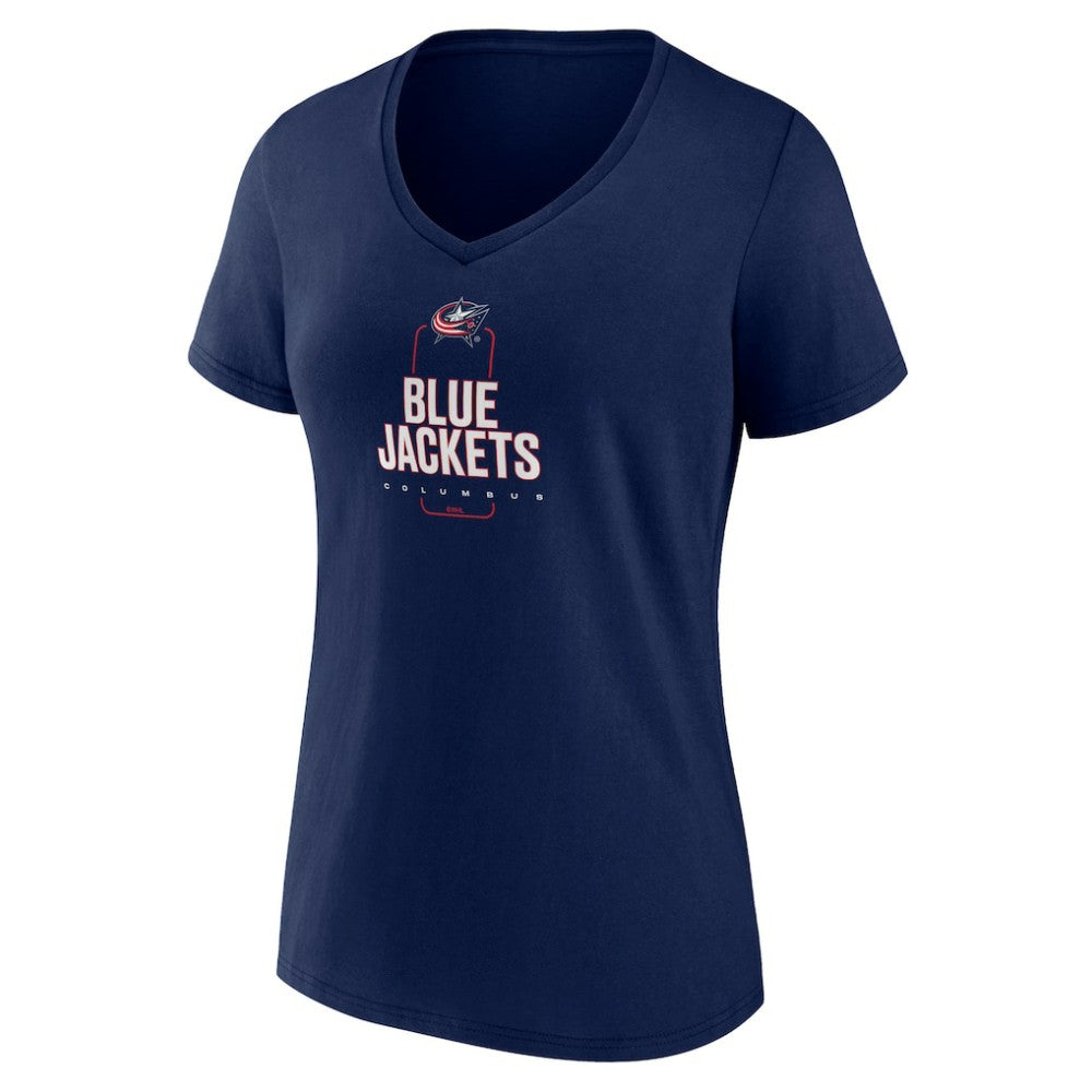Columbus Blue Jackets Women's Personalized Name & Number Midfielder V-Neck T-Shirt - Navy - NHL 202441166