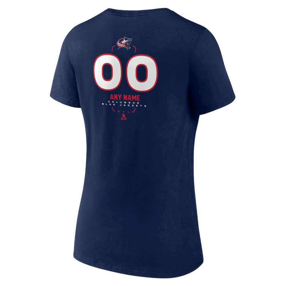 Columbus Blue Jackets Women's Personalized Name & Number Midfielder V-Neck T-Shirt - Navy - NHL 202441166