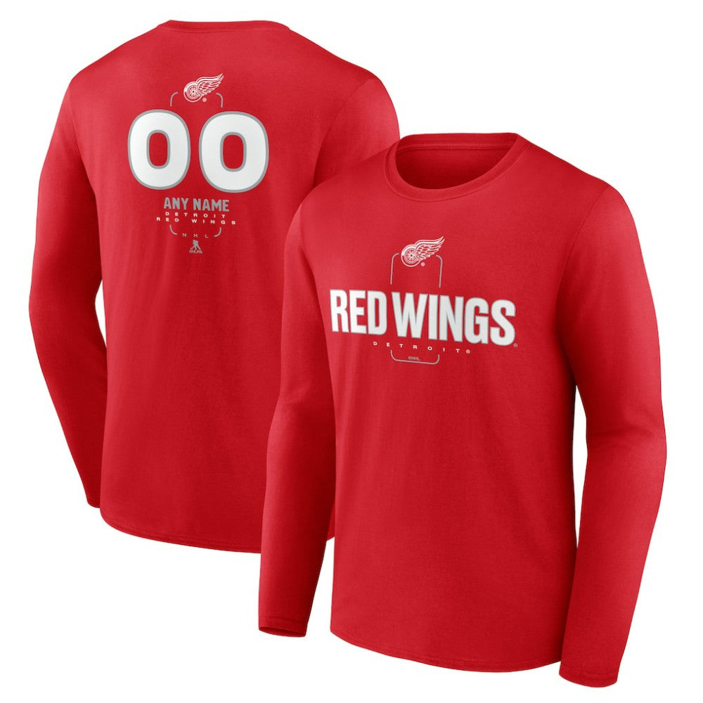 Detroit Red Wings Personalized Name & Number Midfielder Long Sleeve T-Shirt - Red - NHL 202441167