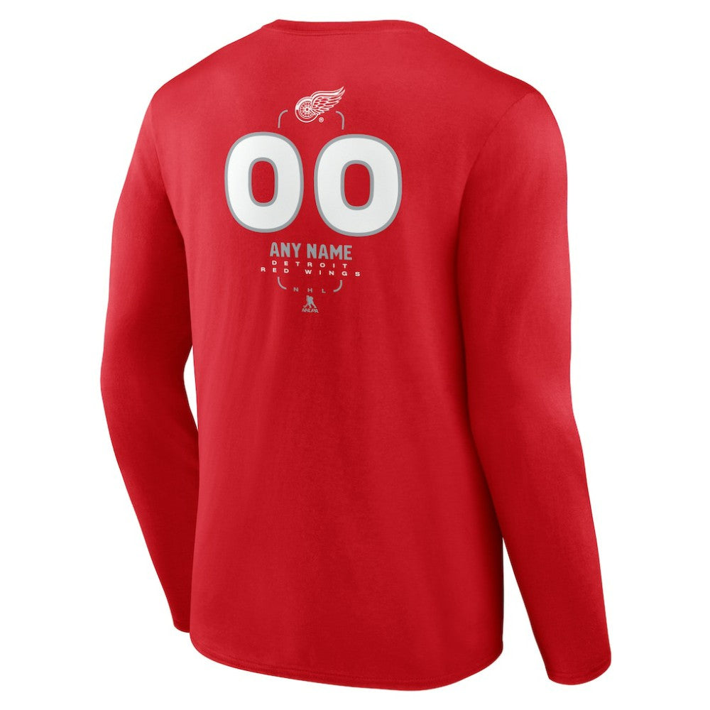 Detroit Red Wings Personalized Name & Number Midfielder Long Sleeve T-Shirt - Red - NHL 202441167
