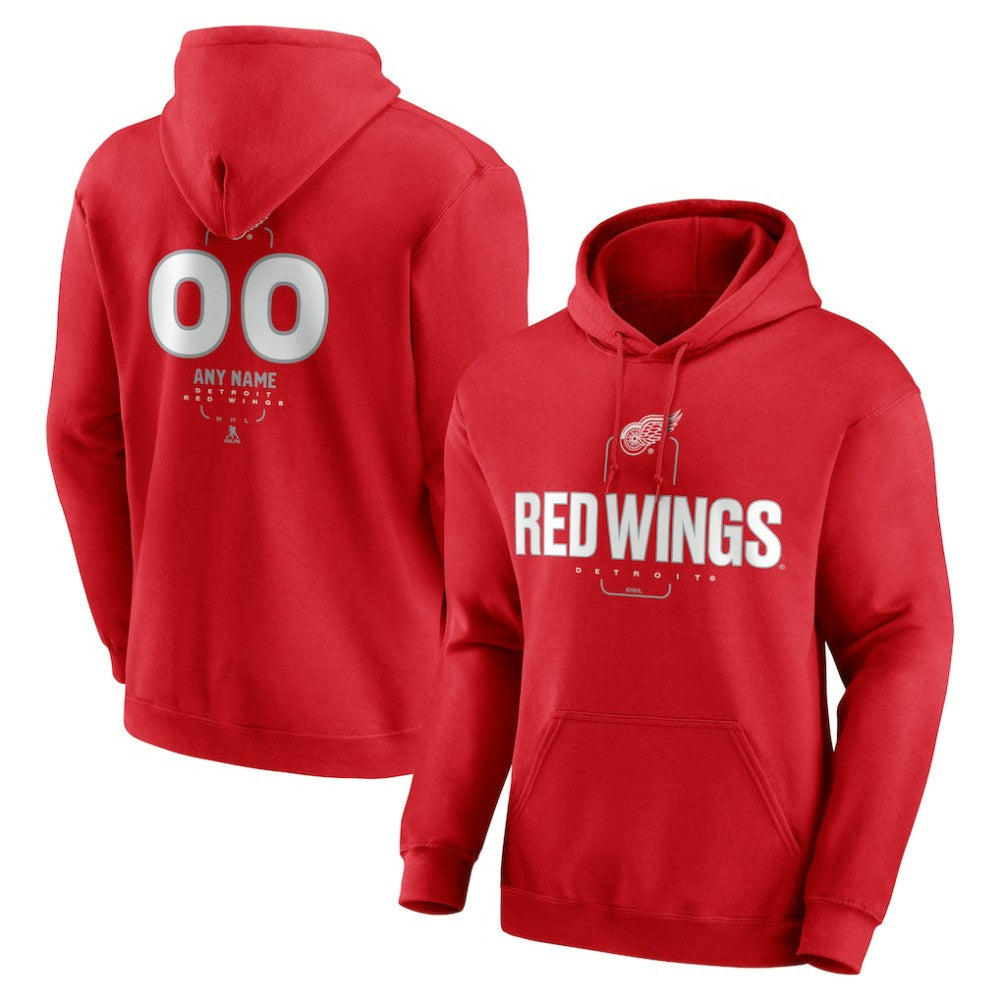Detroit Red Wings Personalized Name & Number Midfielder Pullover Hoodie - Red - NHL 202441168