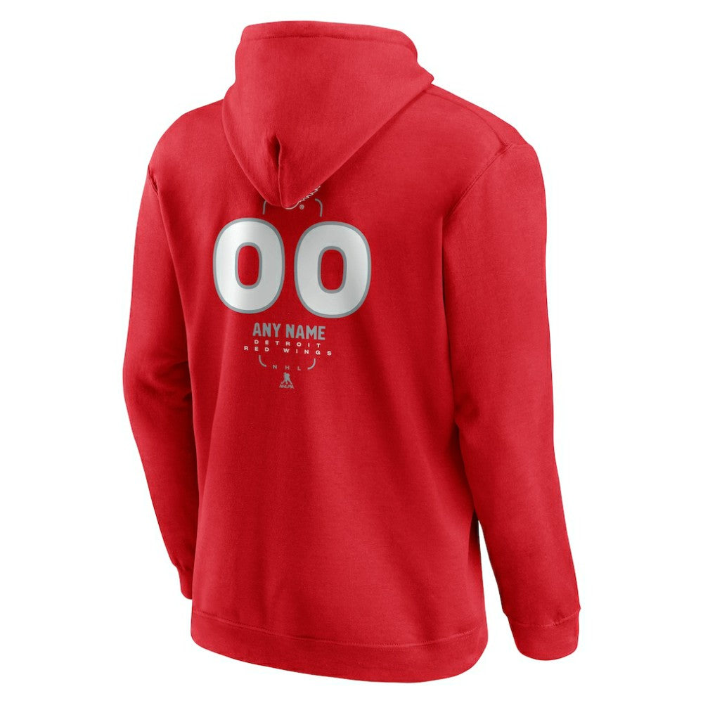 Detroit Red Wings Personalized Name & Number Midfielder Pullover Hoodie - Red - NHL 202441168