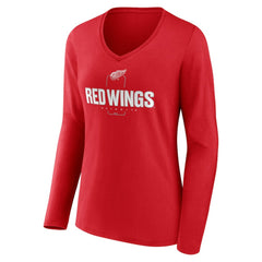 Detroit Red Wings Women's Personalized Name & Number Midfielder Long Sleeve V-Neck T-Shirt - Red - NHL 202441170