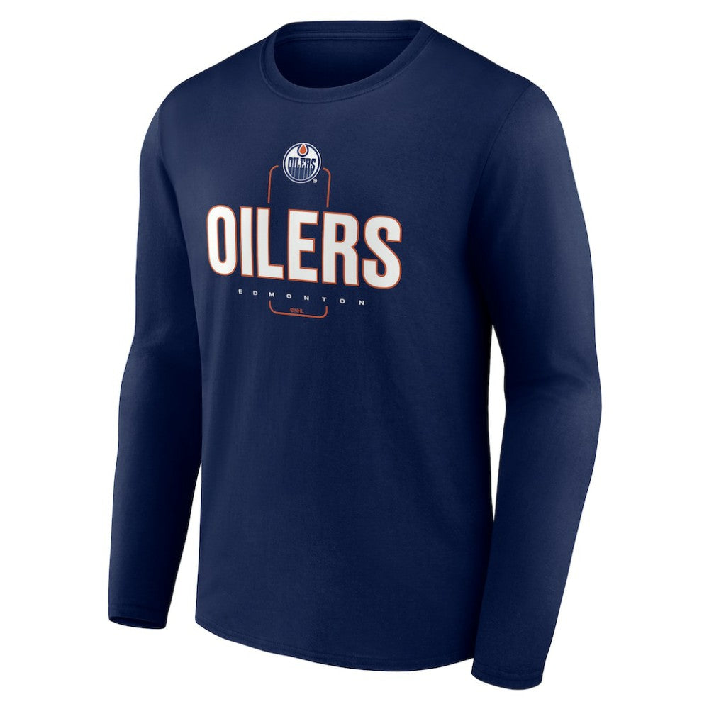 Edmonton Oilers Personalized Name & Number Midfielder Long Sleeve T-Shirt - Navy - NHL 202441171