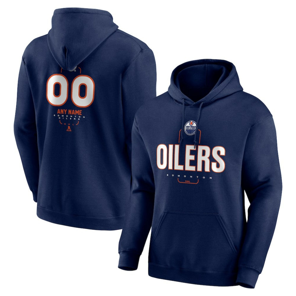 Edmonton Oilers Personalized Name & Number Midfielder Pullover Hoodie - Navy - NHL 202441172
