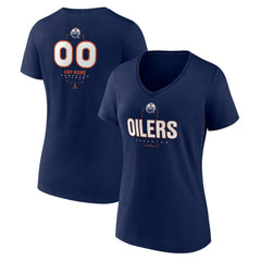 Edmonton Oilers Women's Personalized Name & Number Midfielder V-Neck T-Shirt - Navy - NHL 202441175