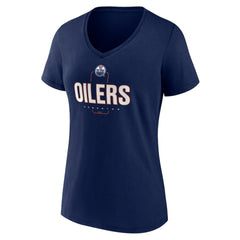 Edmonton Oilers Women's Personalized Name & Number Midfielder V-Neck T-Shirt - Navy - NHL 202441175