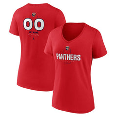Florida Panthers Women's Personalized Name & Number Midfielder V-Neck T-Shirt - Red - NHL 202441180
