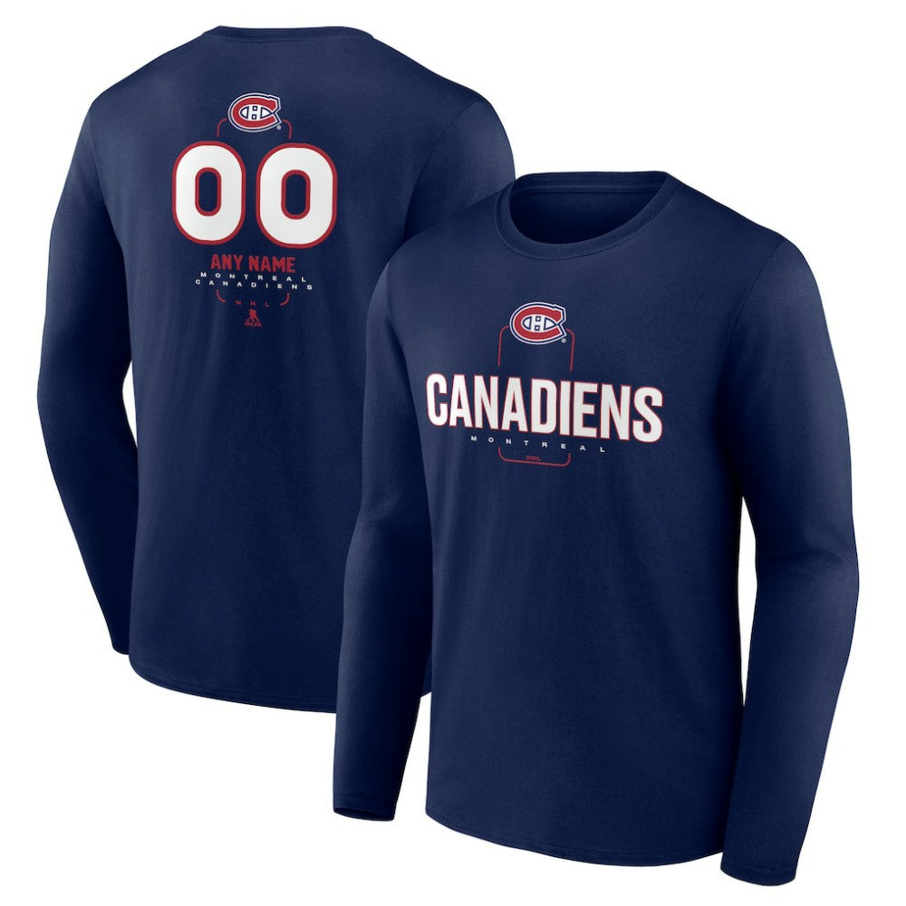 Montreal Canadiens Personalized Name & Number Midfielder Long Sleeve T-Shirt - Navy - NHL 202441181