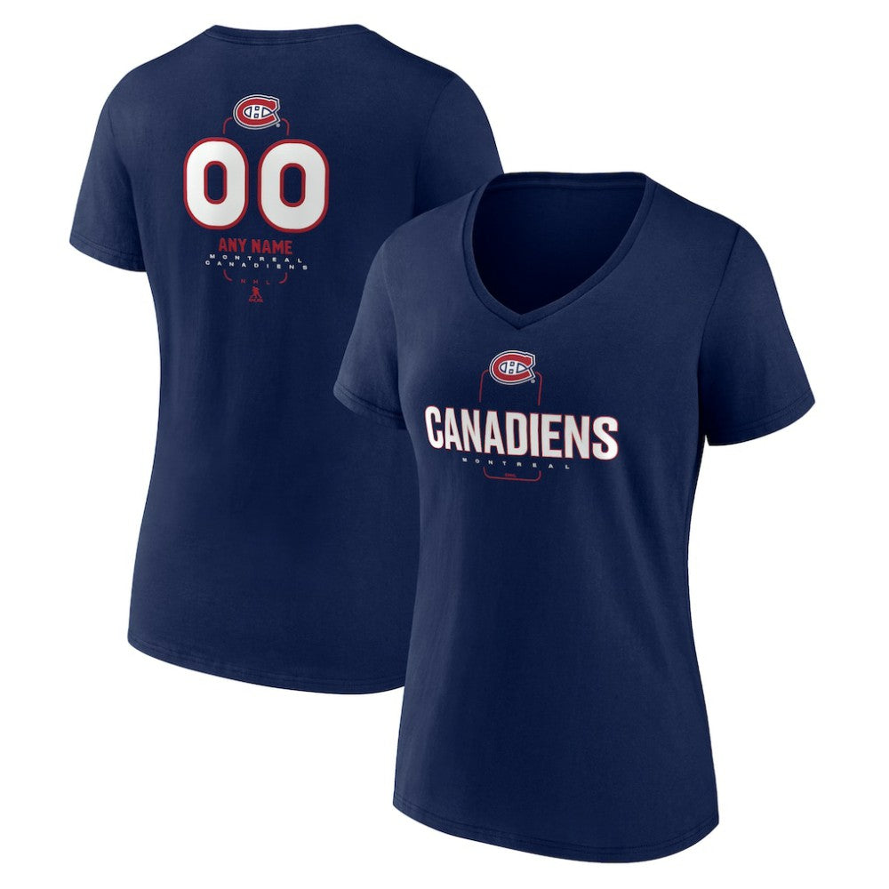 Montreal Canadiens Women's Personalized Name & Number Midfielder V-Neck T-Shirt - Navy - NHL 202441185