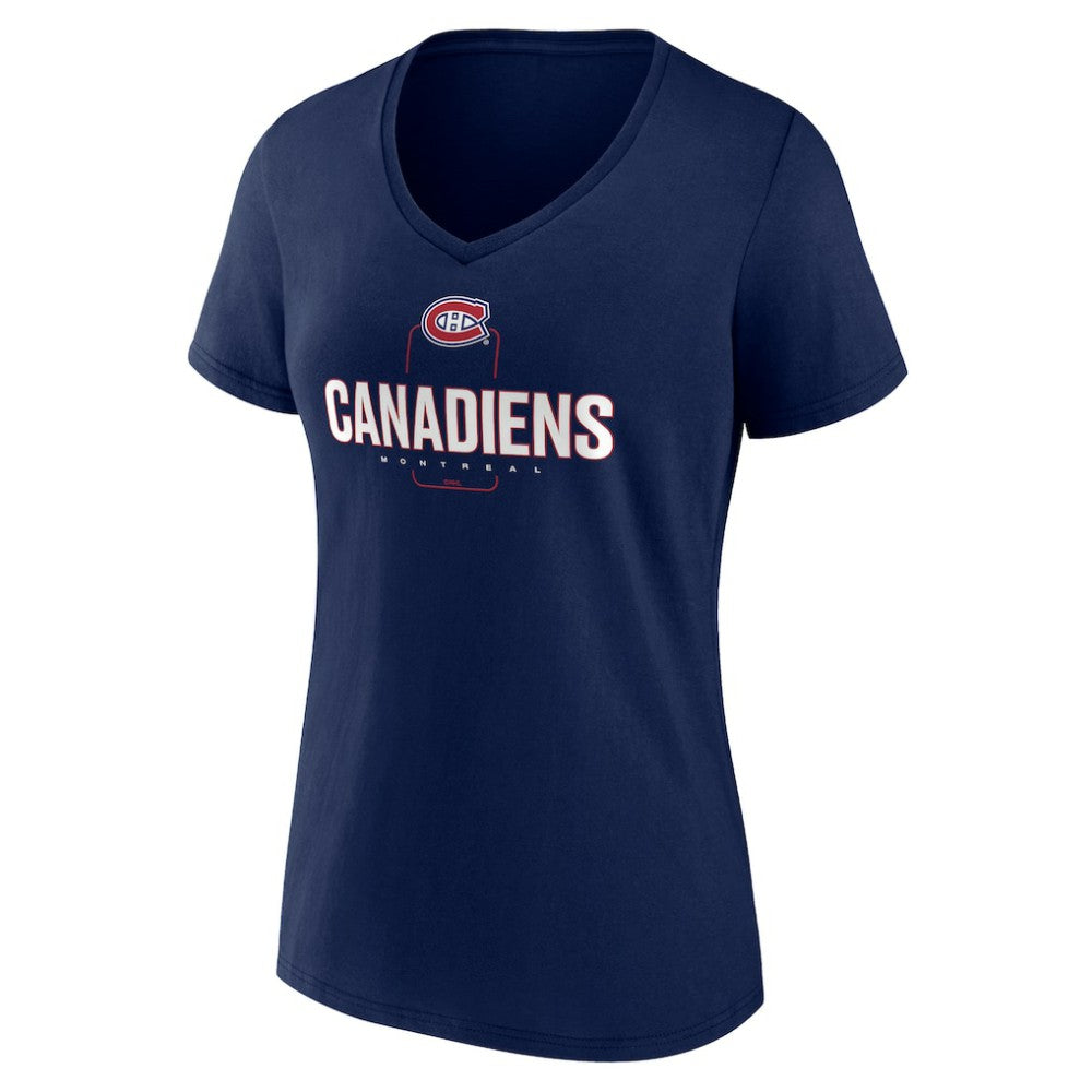 Montreal Canadiens Women's Personalized Name & Number Midfielder V-Neck T-Shirt - Navy - NHL 202441185