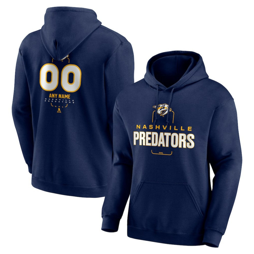 Nashville Predators Personalized Name & Number Midfielder Pullover Hoodie - Navy - NHL 202441187