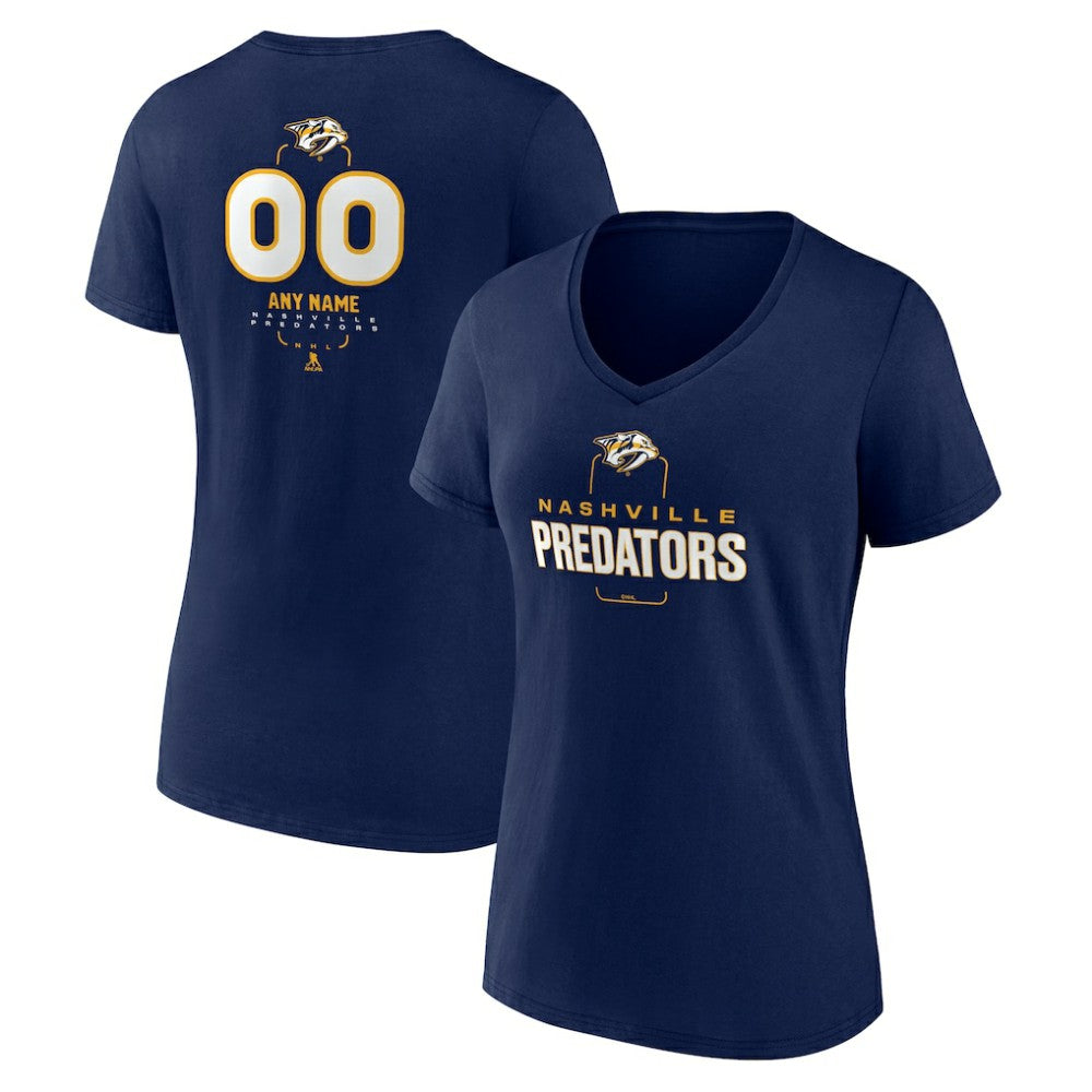 Nashville Predators Women's Personalized Name & Number Midfielder V-Neck T-Shirt - Navy - NHL 202441190