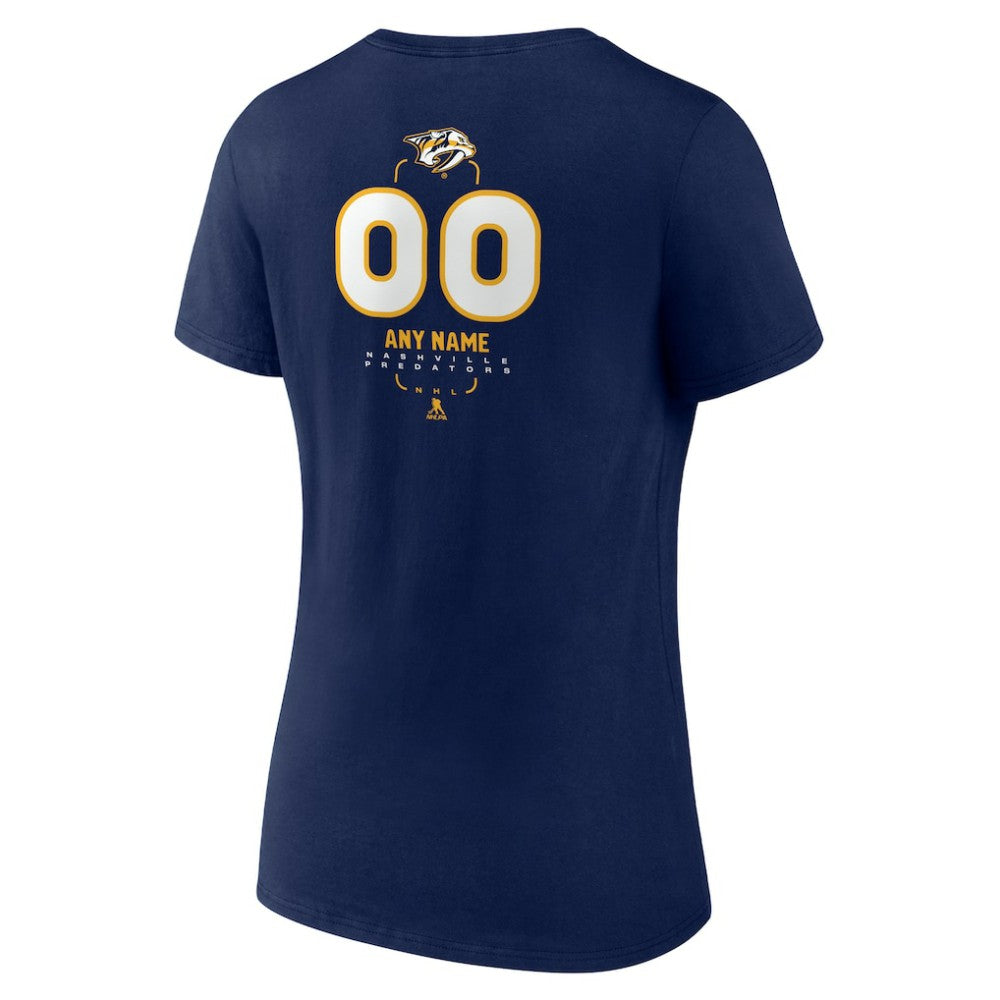Nashville Predators Women's Personalized Name & Number Midfielder V-Neck T-Shirt - Navy - NHL 202441190