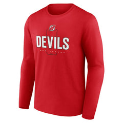 New Jersey Devils Personalized Name & Number Midfielder Long Sleeve T-Shirt - Red - NHL 202441191