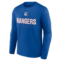 New York Rangers Personalized Name & Number Midfielder Long Sleeve T-Shirt - Blue - NHL 202441201