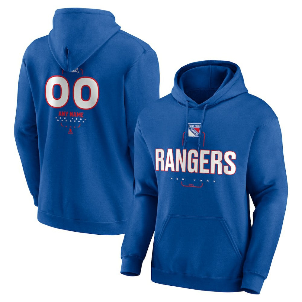 New York Rangers Personalized Name & Number Midfielder Pullover Hoodie - Blue - NHL 202441202