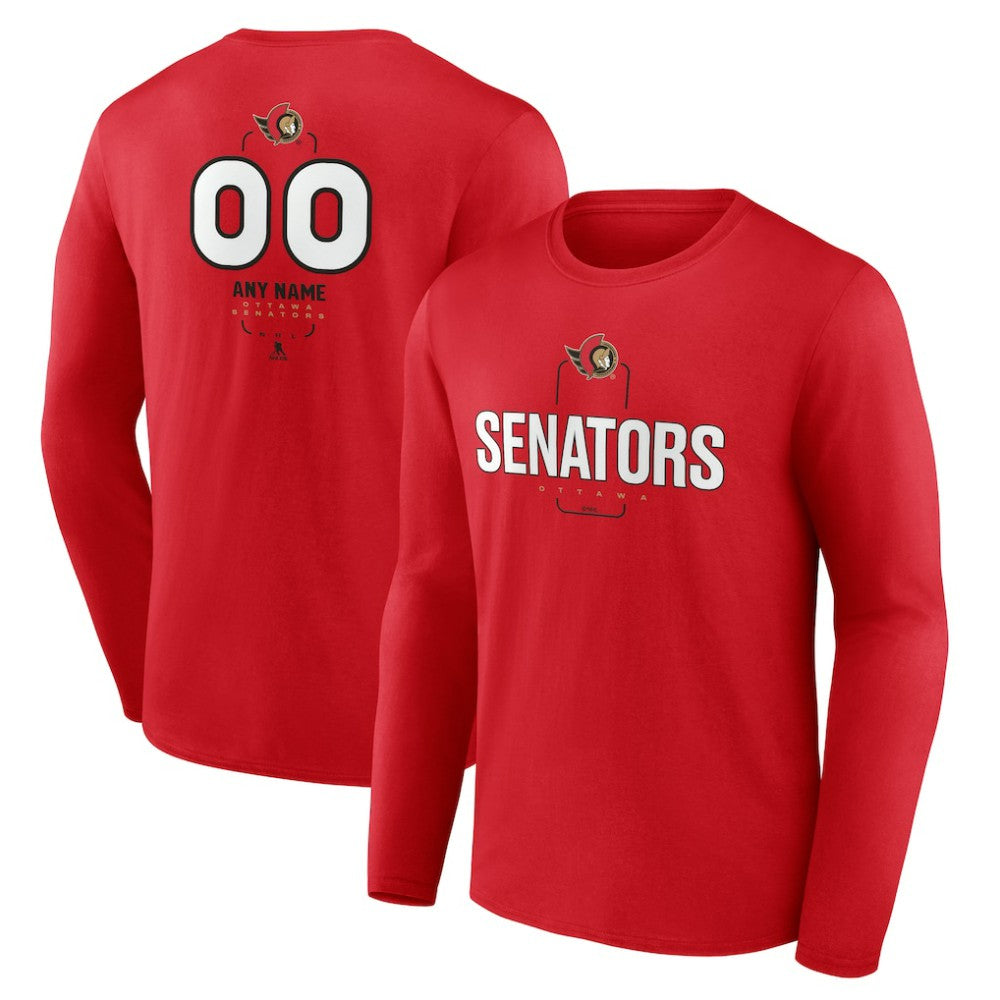 Ottawa Senators Personalized Name & Number Midfielder Long Sleeve T-Shirt - Red - NHL 202441206