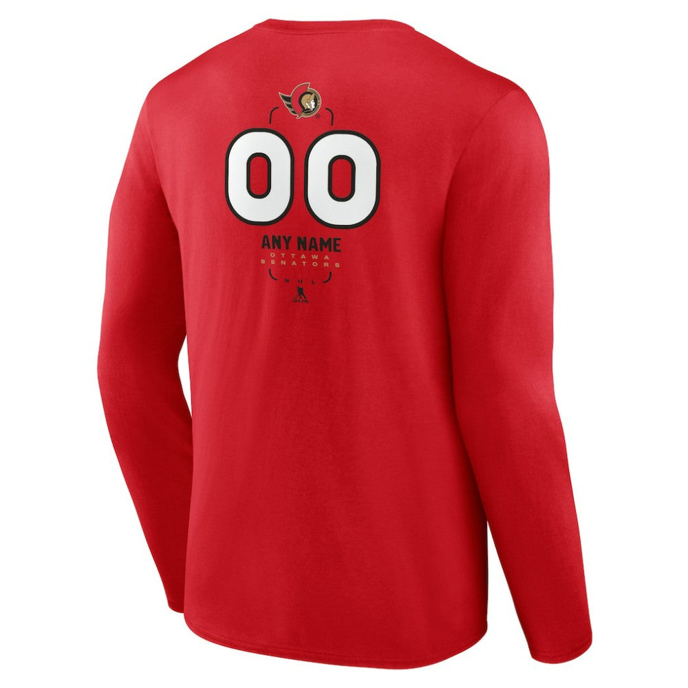 Ottawa Senators Personalized Name & Number Midfielder Long Sleeve T-Shirt - Red - NHL 202441206