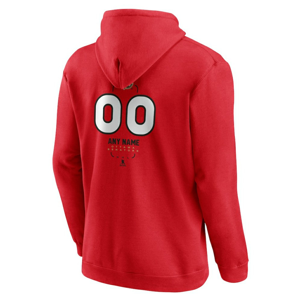 Ottawa Senators Personalized Name & Number Midfielder Pullover Hoodie - Red - NHL 202441207