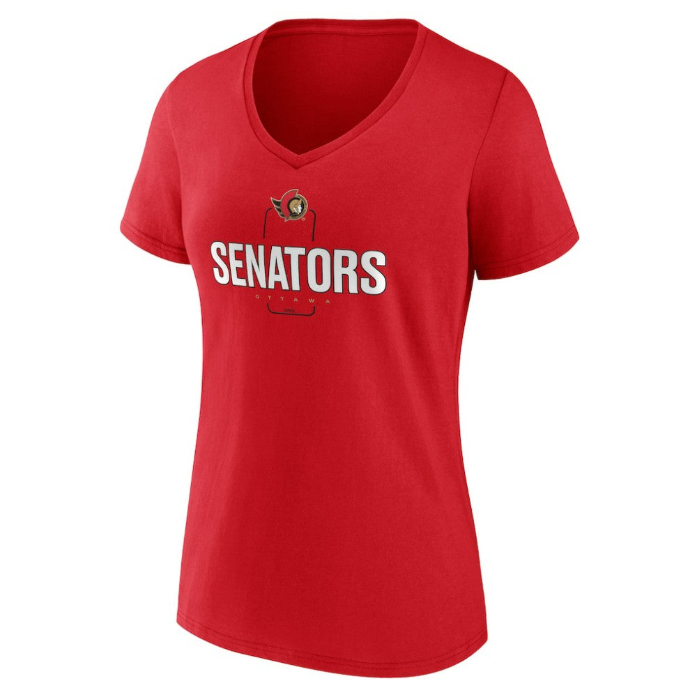 Ottawa Senators Women's Personalized Name & Number Midfielder V-Neck T-Shirt - Red - NHL 202441210