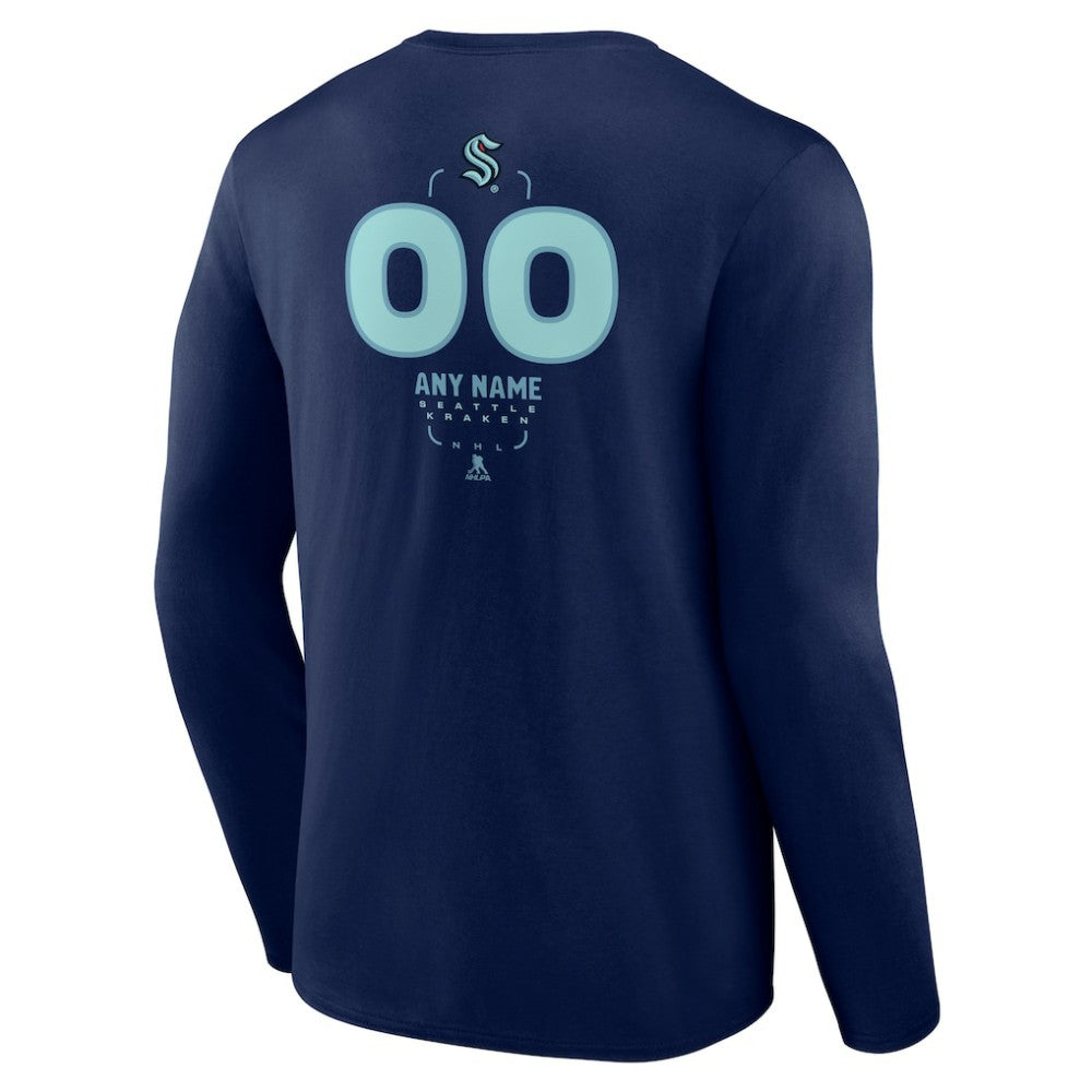 Seattle Kraken Personalized Name & Number Midfielder Long Sleeve T-Shirt - Deep Sea Blue - NHL 202441211