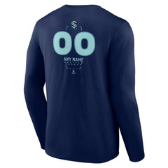 Seattle Kraken Personalized Name & Number Midfielder Long Sleeve T-Shirt - Deep Sea Blue - NHL 202441211