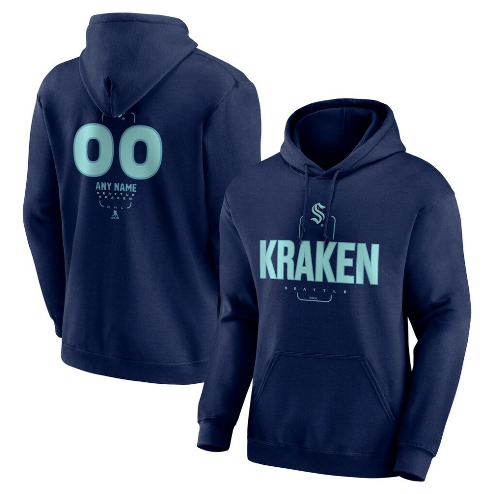 Seattle Kraken Personalized Name & Number Midfielder Pullover Hoodie - Deep Sea Blue - NHL 202441212
