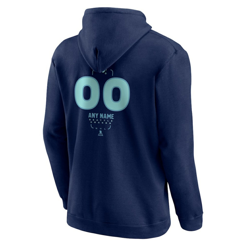 Seattle Kraken Personalized Name & Number Midfielder Pullover Hoodie - Deep Sea Blue - NHL 202441212