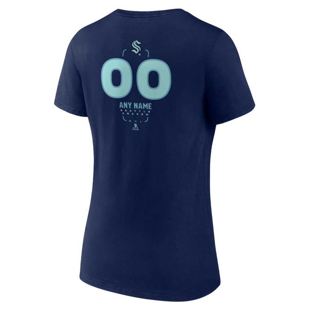 Seattle Kraken Women's Personalized Name & Number Midfielder V-Neck T-Shirt - Deep Sea Blue - NHL 202441215