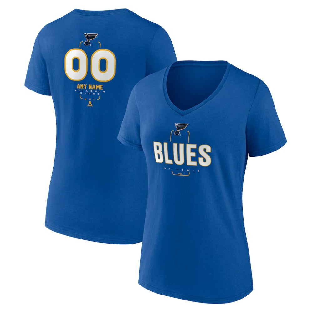 St. Louis Blues Women's Personalized Name & Number Midfielder V-Neck T-Shirt - Blue - NHL 202441220
