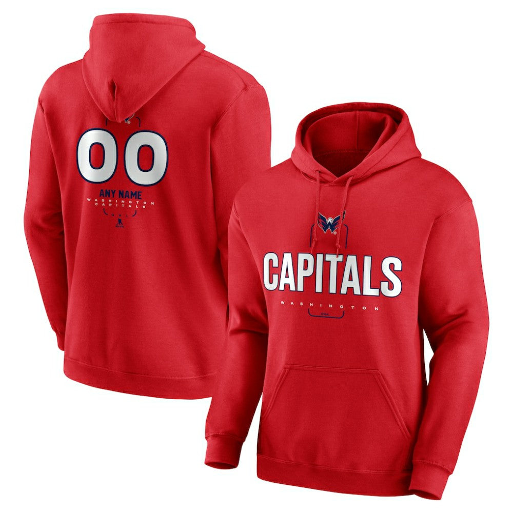 Washington Capitals Personalized Name & Number Midfielder Pullover Hoodie - Red - NHL 202441222