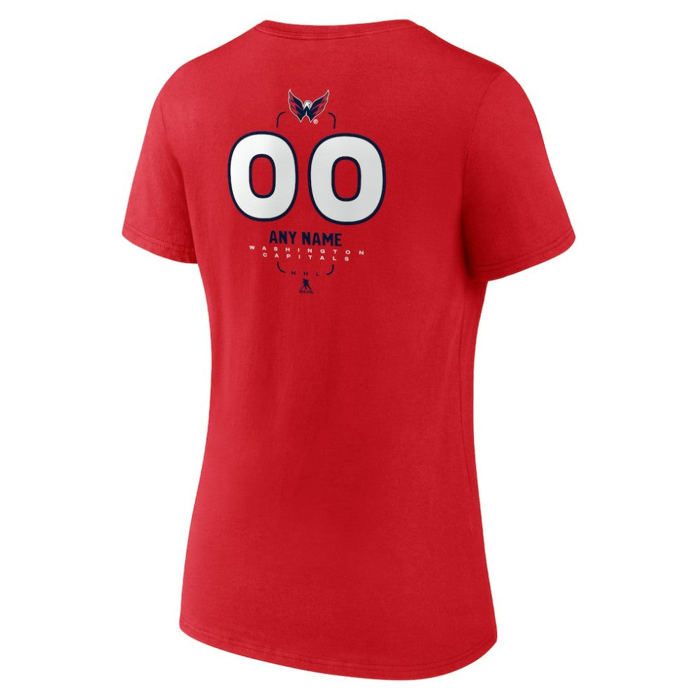 Washington Capitals Women's Personalized Name & Number Midfielder V-Neck T-Shirt - Red - NHL 202441225