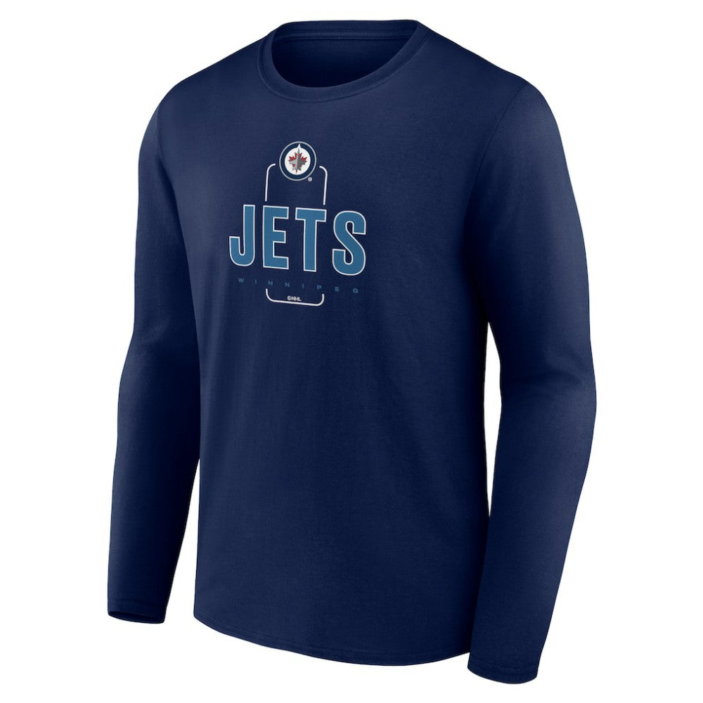 Winnipeg Jets Personalized Name & Number Midfielder Long Sleeve T-Shirt - Navy - NHL 202441226