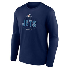 Winnipeg Jets Personalized Name & Number Midfielder Long Sleeve T-Shirt - Navy - NHL 202441226