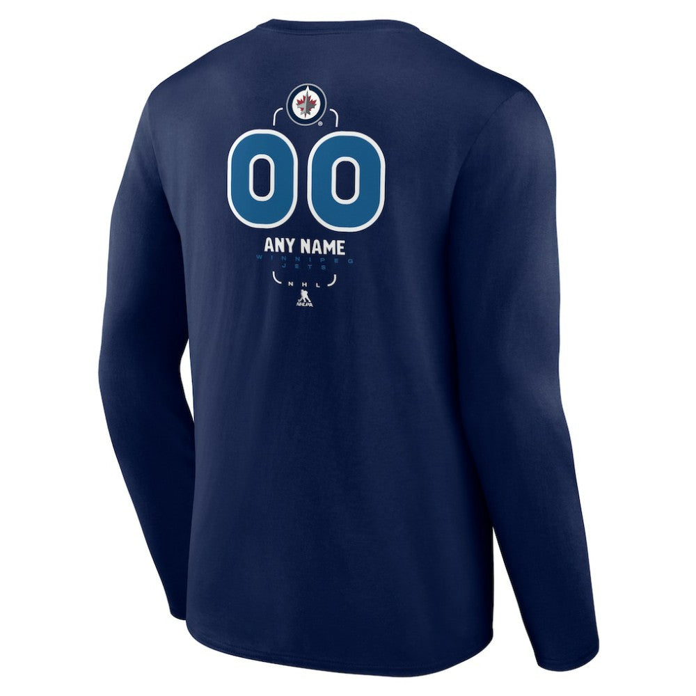 Winnipeg Jets Personalized Name & Number Midfielder Long Sleeve T-Shirt - Navy - NHL 202441226