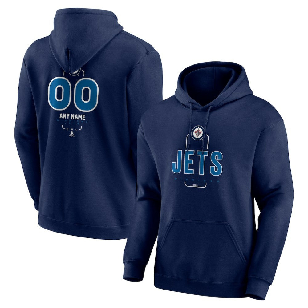 Winnipeg Jets Personalized Name & Number Midfielder Pullover Hoodie - Navy - NHL 202441227