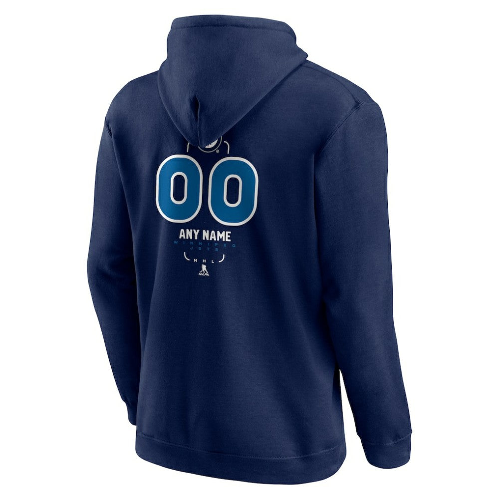 Winnipeg Jets Personalized Name & Number Midfielder Pullover Hoodie - Navy - NHL 202441227