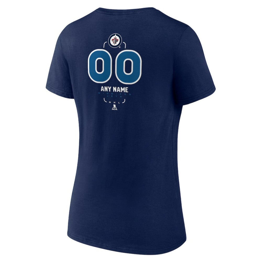 Winnipeg Jets Women's Personalized Name & Number Midfielder V-Neck T-Shirt - Navy - NHL 202441230