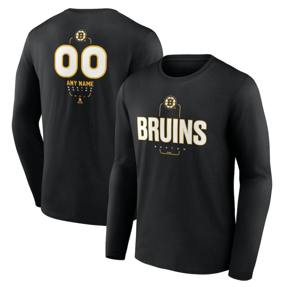 Boston Bruins Personalized Name & Number Midfielder Long Sleeve T-Shirt - Black - NHL 202441335