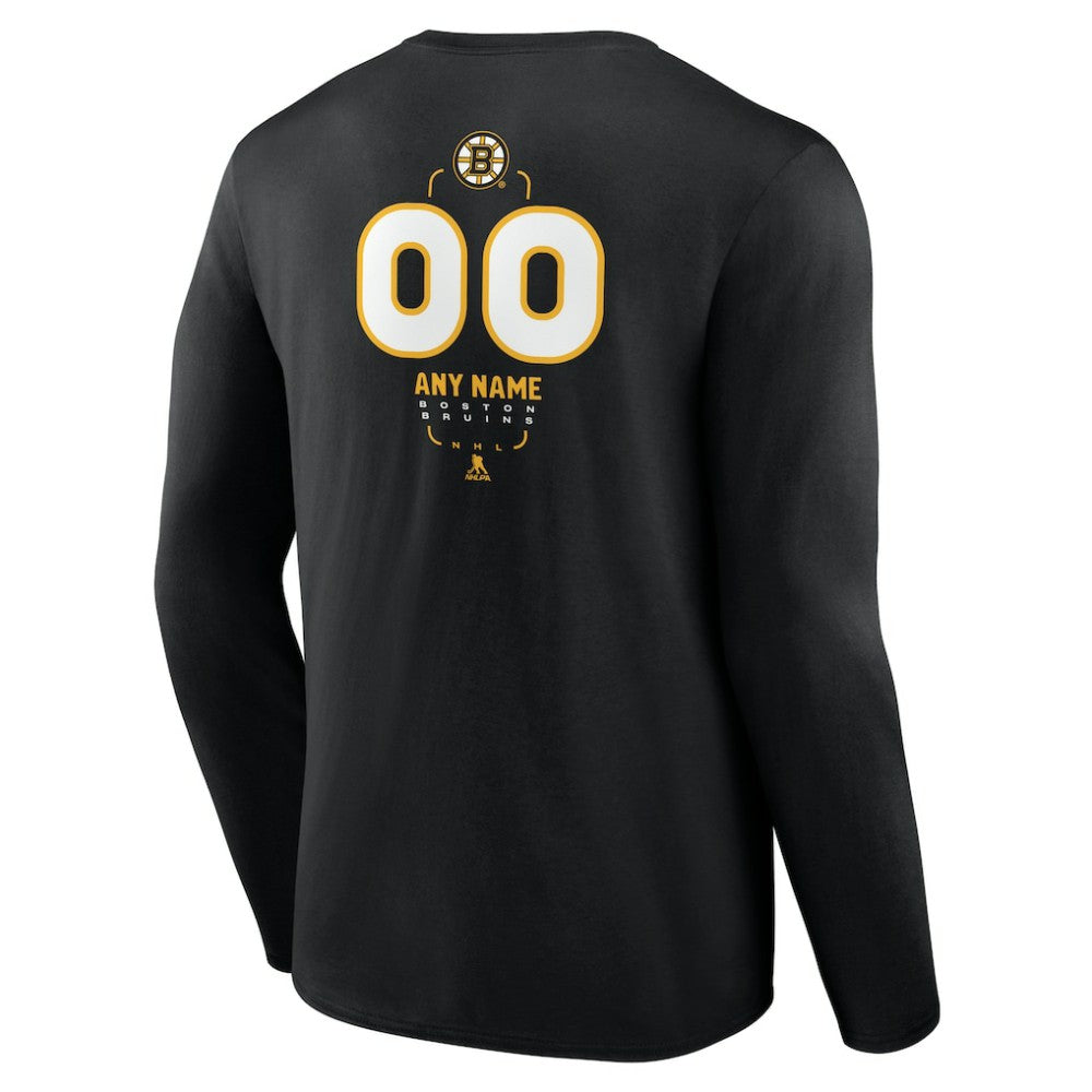 Boston Bruins Personalized Name & Number Midfielder Long Sleeve T-Shirt - Black - NHL 202441335