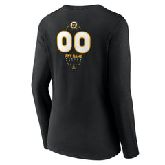 Boston Bruins Women's Personalized Name & Number Midfielder Long Sleeve V-Neck T-Shirt - Black - NHL 202441338