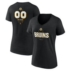 Boston Bruins Women's Personalized Name & Number Midfielder V-Neck T-Shirt - Black - NHL 202441339
