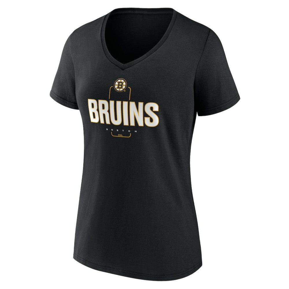 Boston Bruins Women's Personalized Name & Number Midfielder V-Neck T-Shirt - Black - NHL 202441339